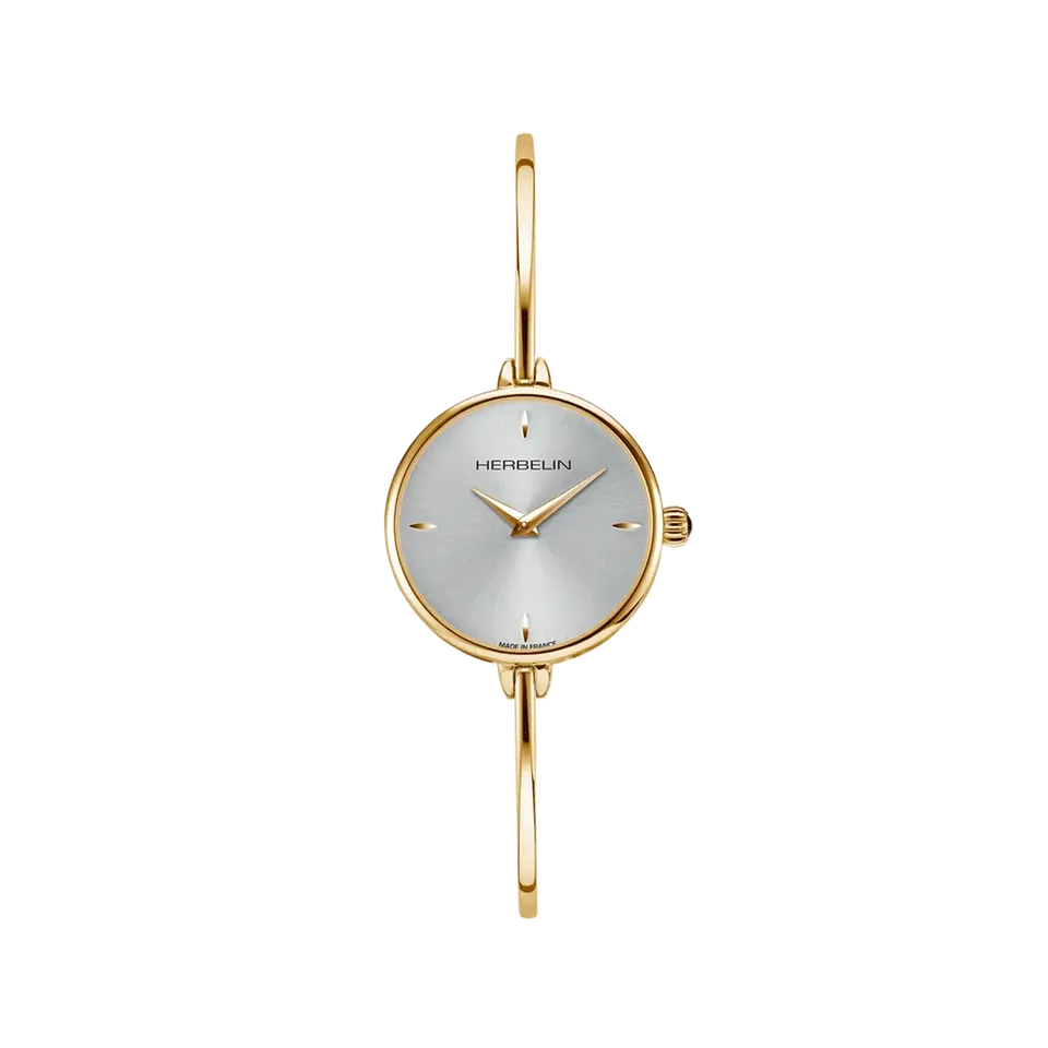 herbelin-fil-quartz-montre-femme-ronde-dor-blanc-acier-316l image 1