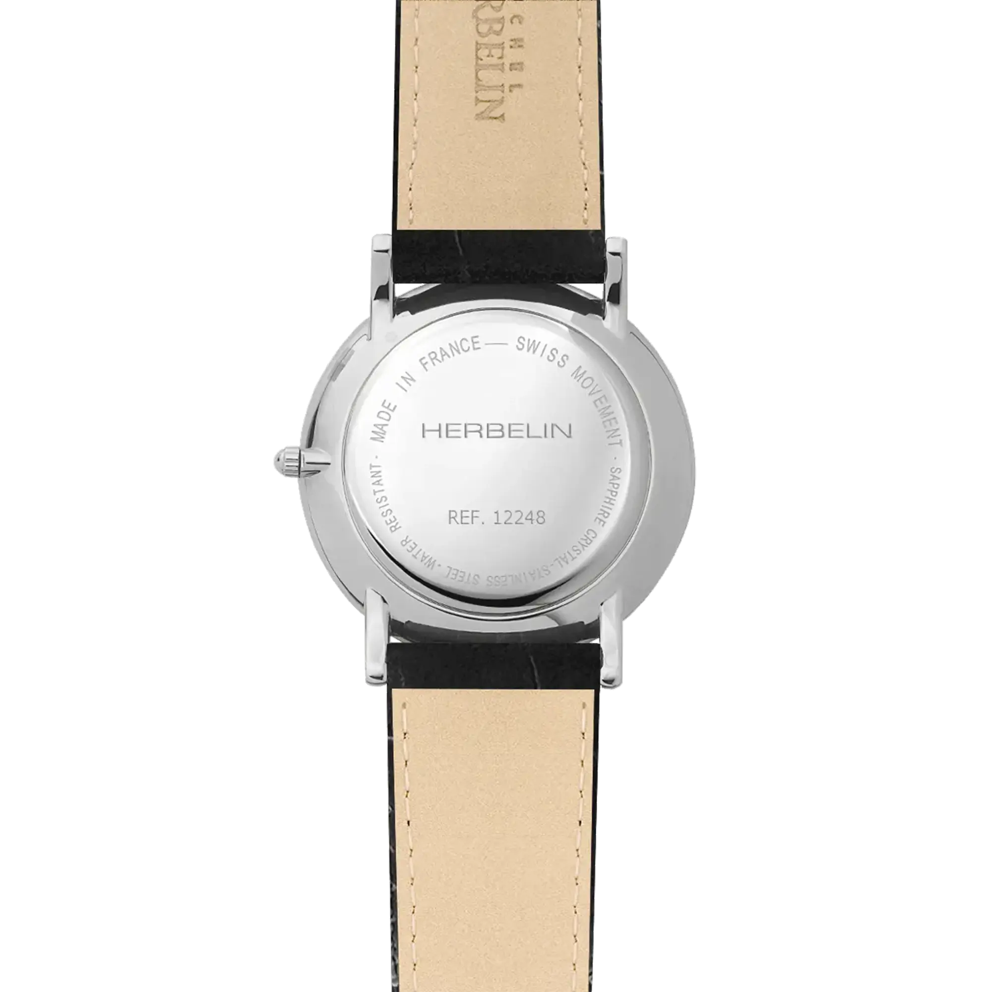 herbelin-classique-montre-quartz-acier-cuir-noir-homme image 4