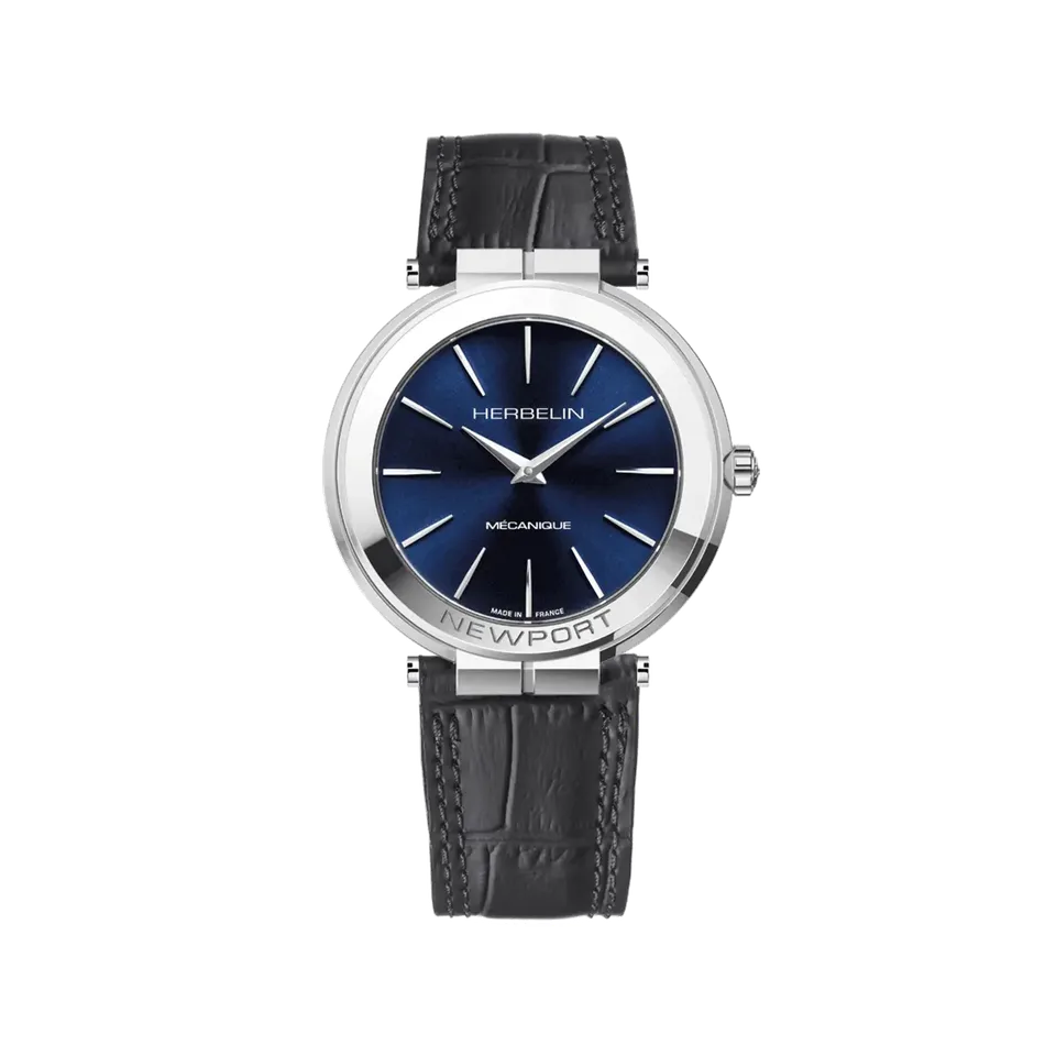 herbelin-newport-slim-m-canique-homme-42-mm-bleu-bracelet-cuir image 1