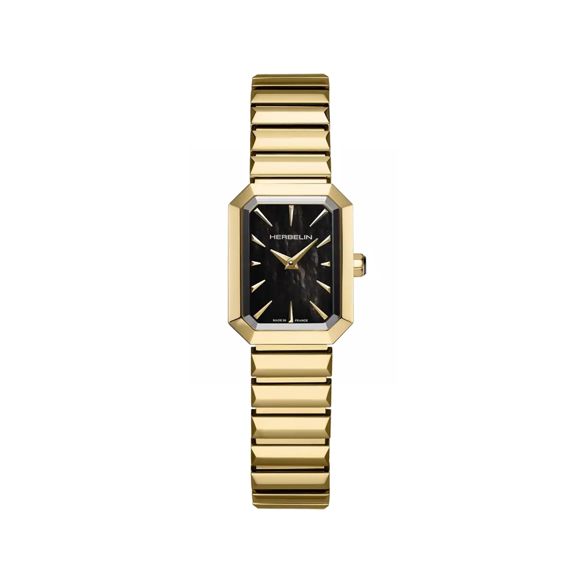 herbelin-octog-ne-quartz-montre-femme-nacre-noire-pvd-or-jaune image 1