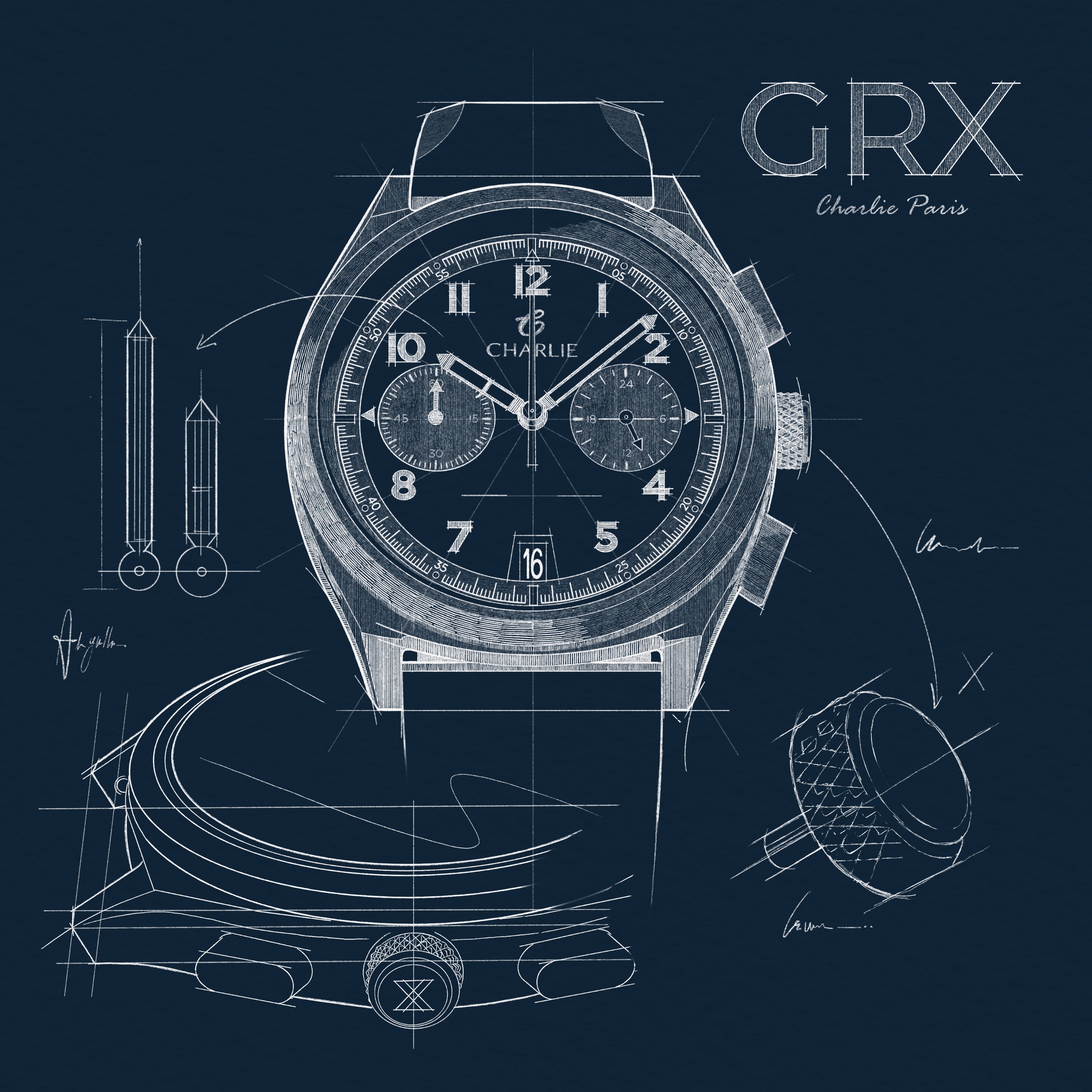 charlie-paris-grx-chronographe-evo-iii-montre-sport-homme-39mm-pvd-noir-cadran-b image 6