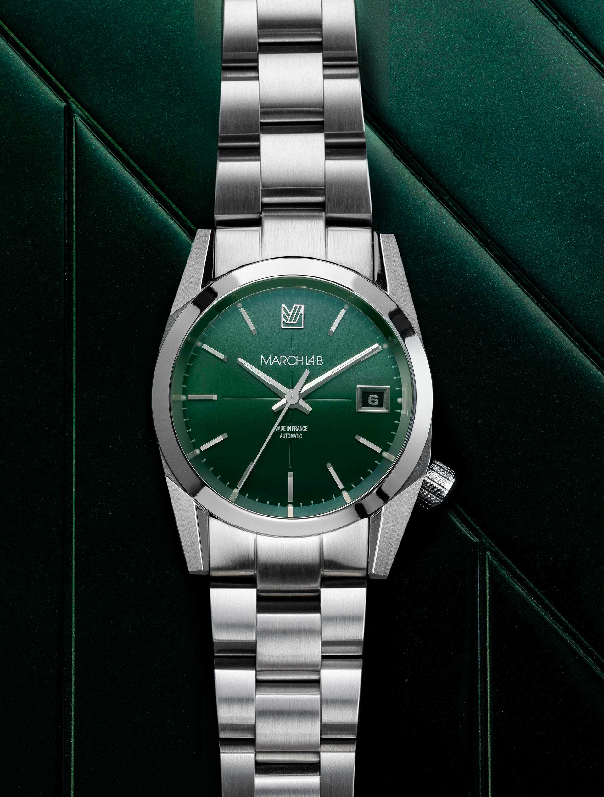 march-la-b-am69-automatique-grall-36-mm-montre-mixte-cadran-vert image 2
