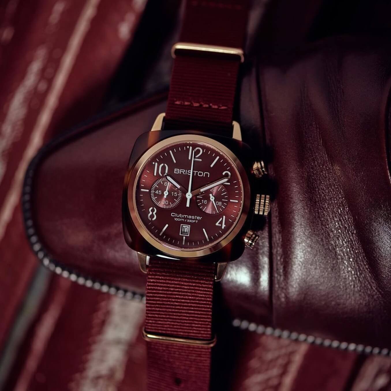 briston-clubmaster-classic-chronographe-40-mm-rose-gold-rouge-quartz image 3