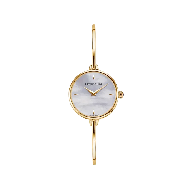 herbelin-fil-quartz-montre-femme-pvd-or-jaune-nacre-blanche image 1