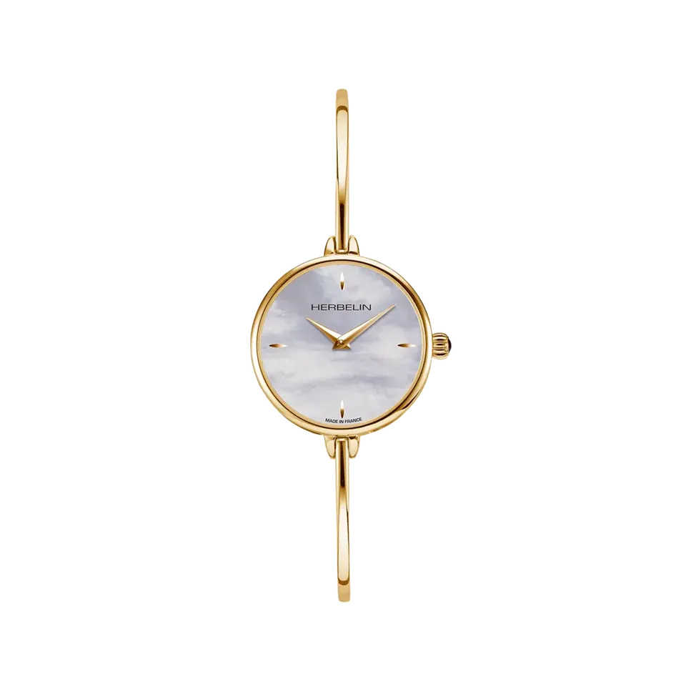 herbelin-fil-quartz-montre-femme-pvd-or-jaune-nacre-blanche image 1