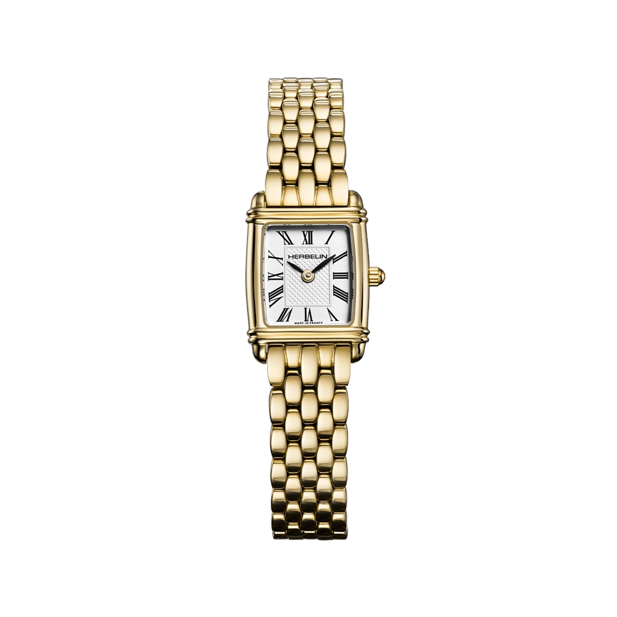 herbelin-art-d-co-quartz-femme-montre-tonneau-pvd-or-jaune-bracelet-acier image 1