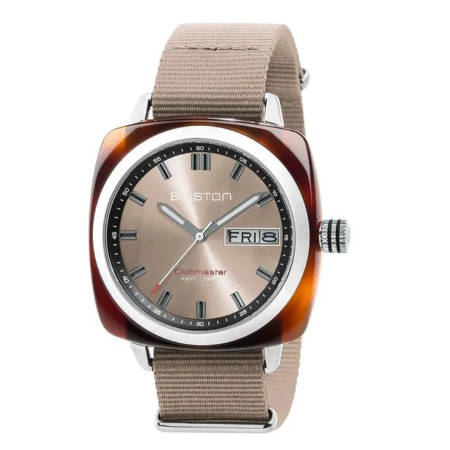 briston-clubmaster-sport-hms-gris-taupe-42-mm-montre-quartz-acier-et-ac-tate image 1