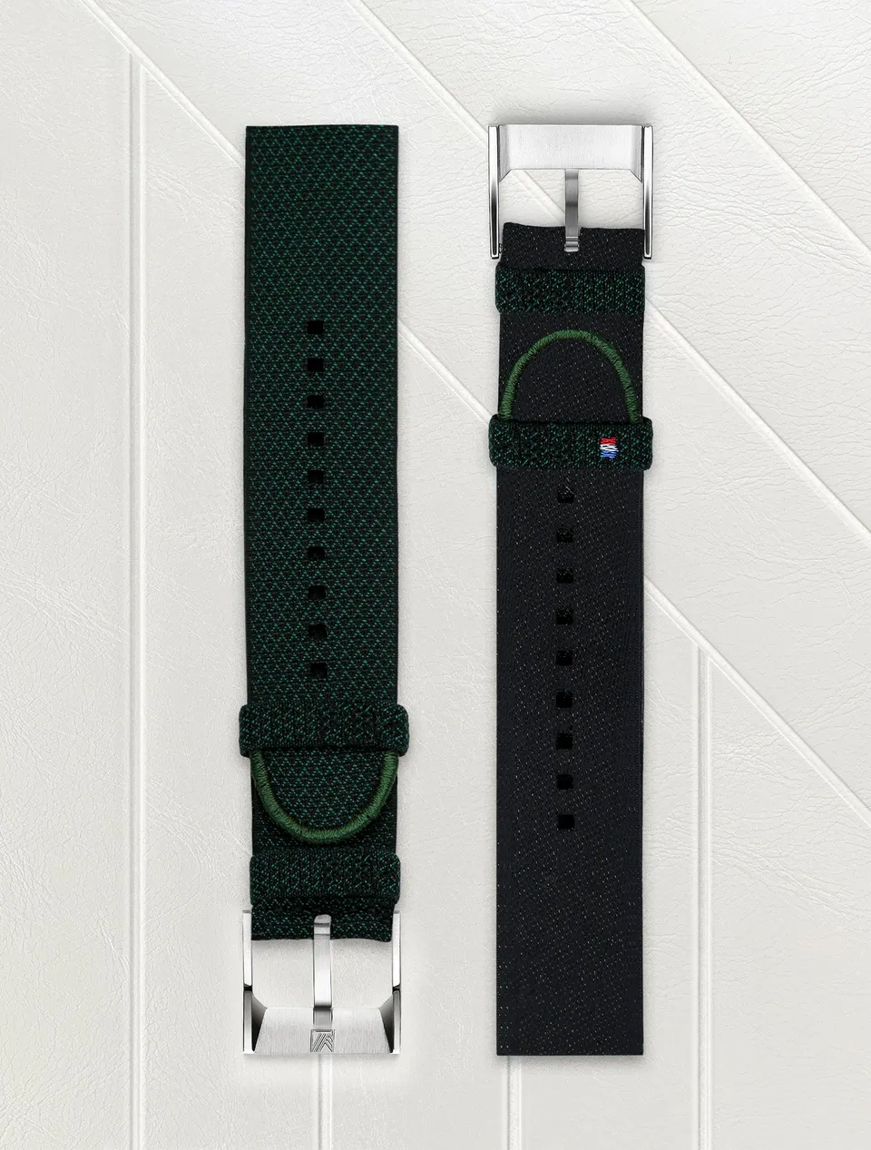 march-la-b-bracelet-tissage-jacquard-julien-faure-vert-sapin-20-mm-22-mm image 1