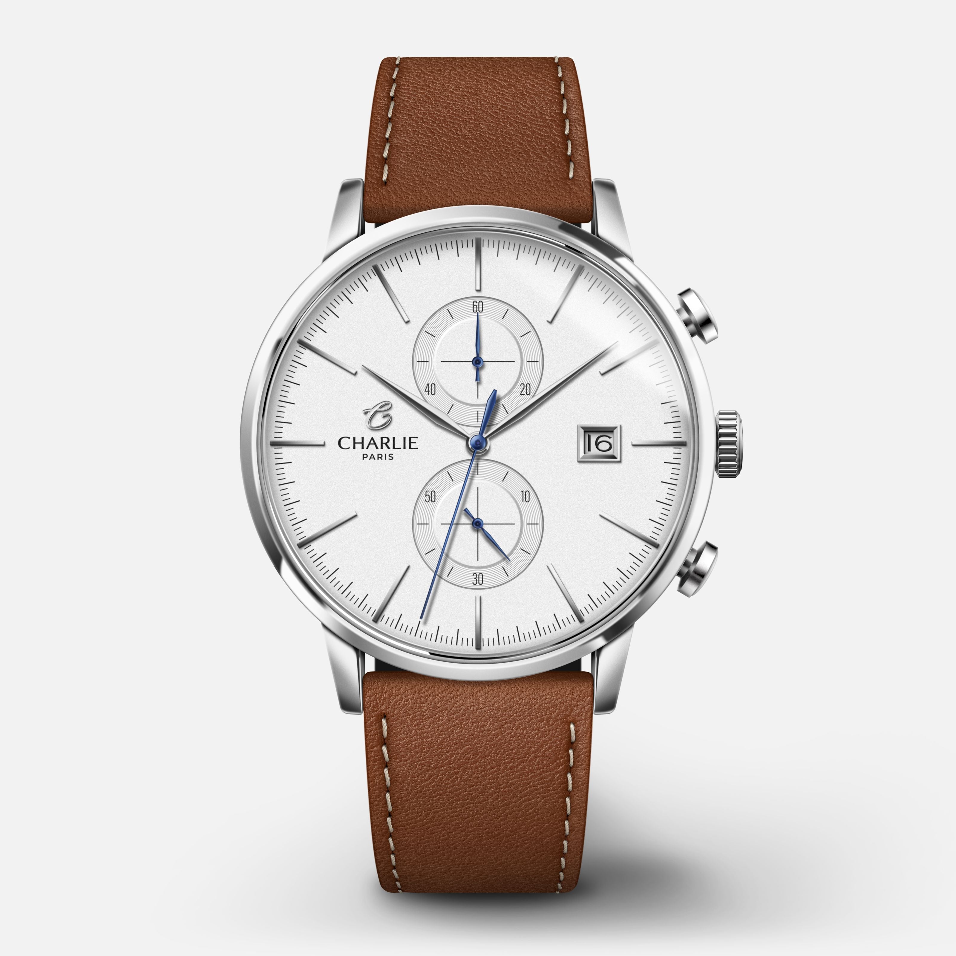 charlie-paris-horizon-montre-chronographe-homme-40mm-cadran-blanc image 1
