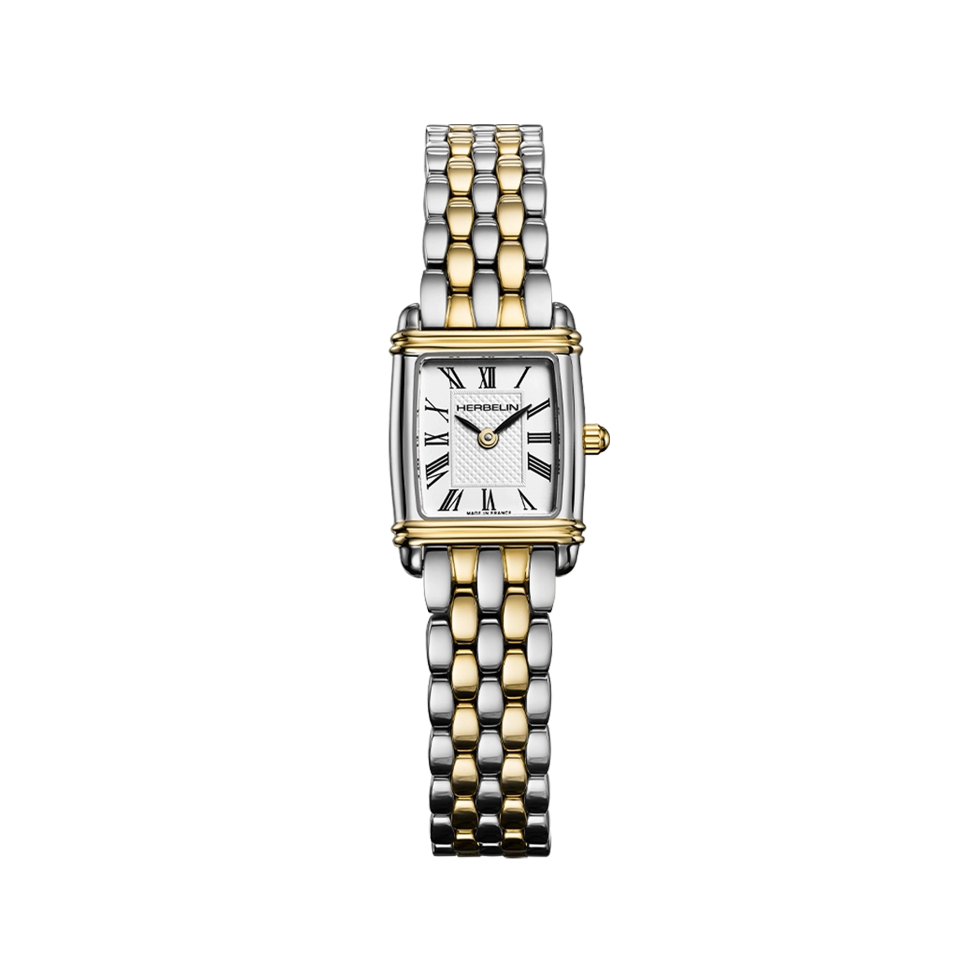 herbelin-art-d-co-quartz-montre-femme-bicolore-bracelet-grain-de-riz image 1