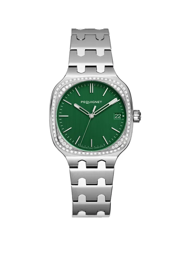 pequignet-concorde-femme-vert-anglais-lunette-diamants-calibre-initial image 1