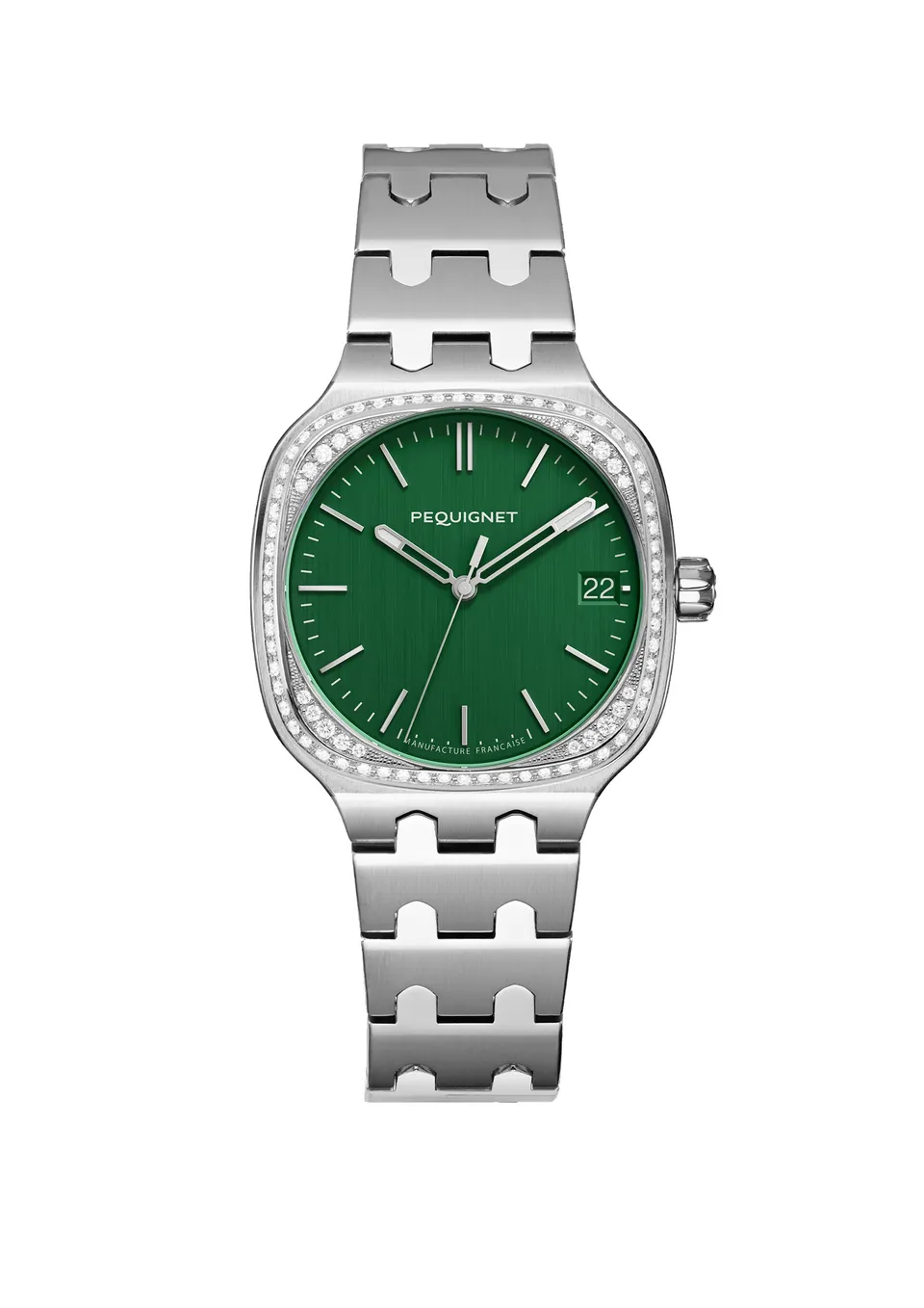 pequignet-concorde-femme-vert-anglais-lunette-diamants-calibre-initial image 1