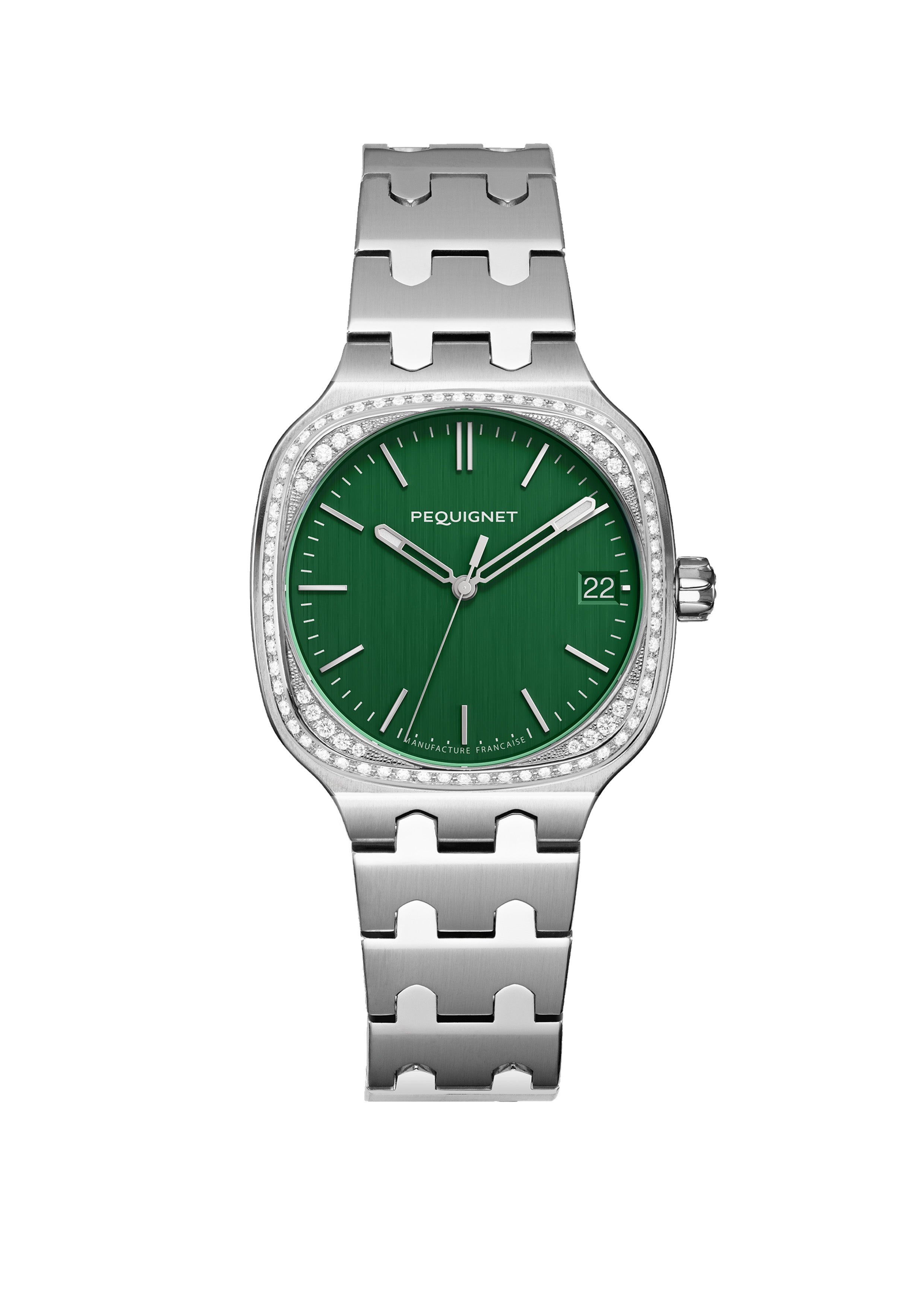 pequignet-concorde-femme-vert-anglais-lunette-diamants-calibre-initial image 1