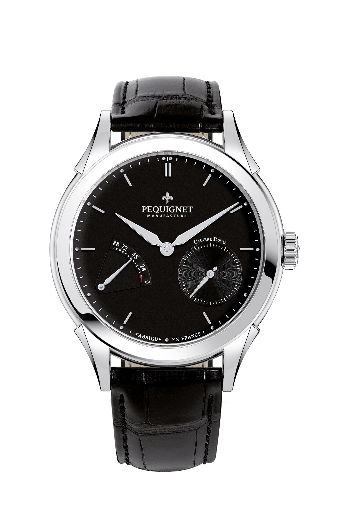 pequignet-royale-origine-montre-automatique-cadran-noir-opalin-fond-saphir image 1