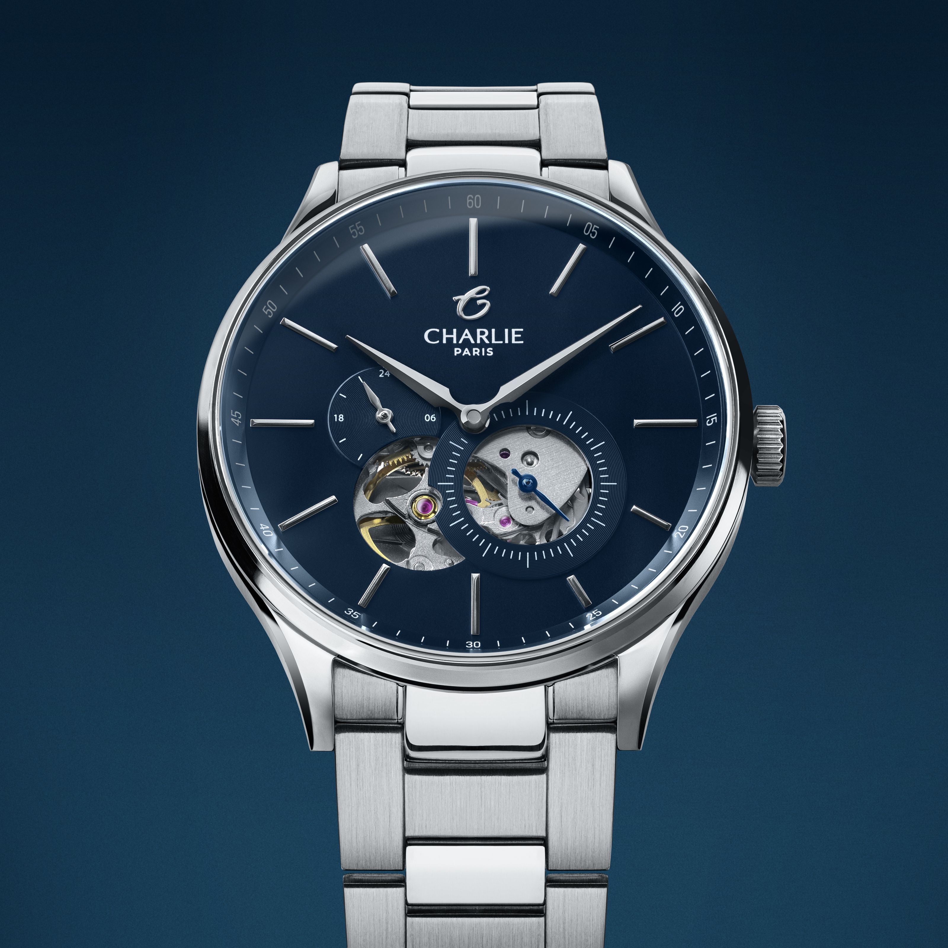 charlie-paris-initial-c-ur-ouvert-montre-automatique-homme-40mm-bleu-2 image 6