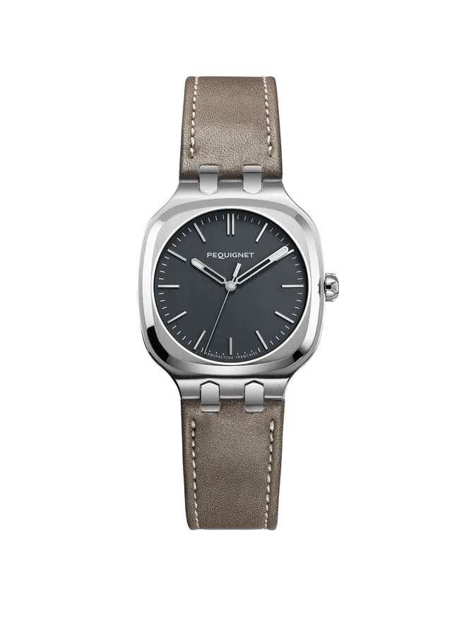pequignet-concorde-30-mm-cadran-gris-anthracite-acier-montre-quartz image 1