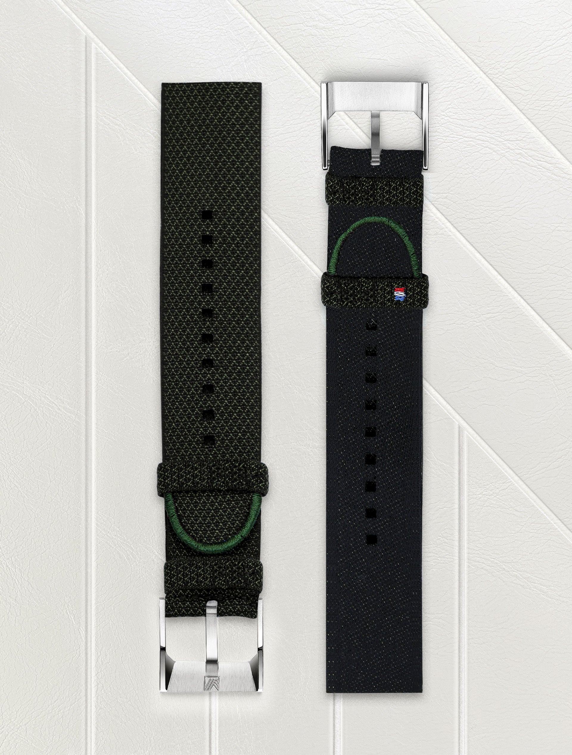 march-la-b-bracelet-tissage-jacquard-julien-faure-vert-kaki-20-22mm image 1