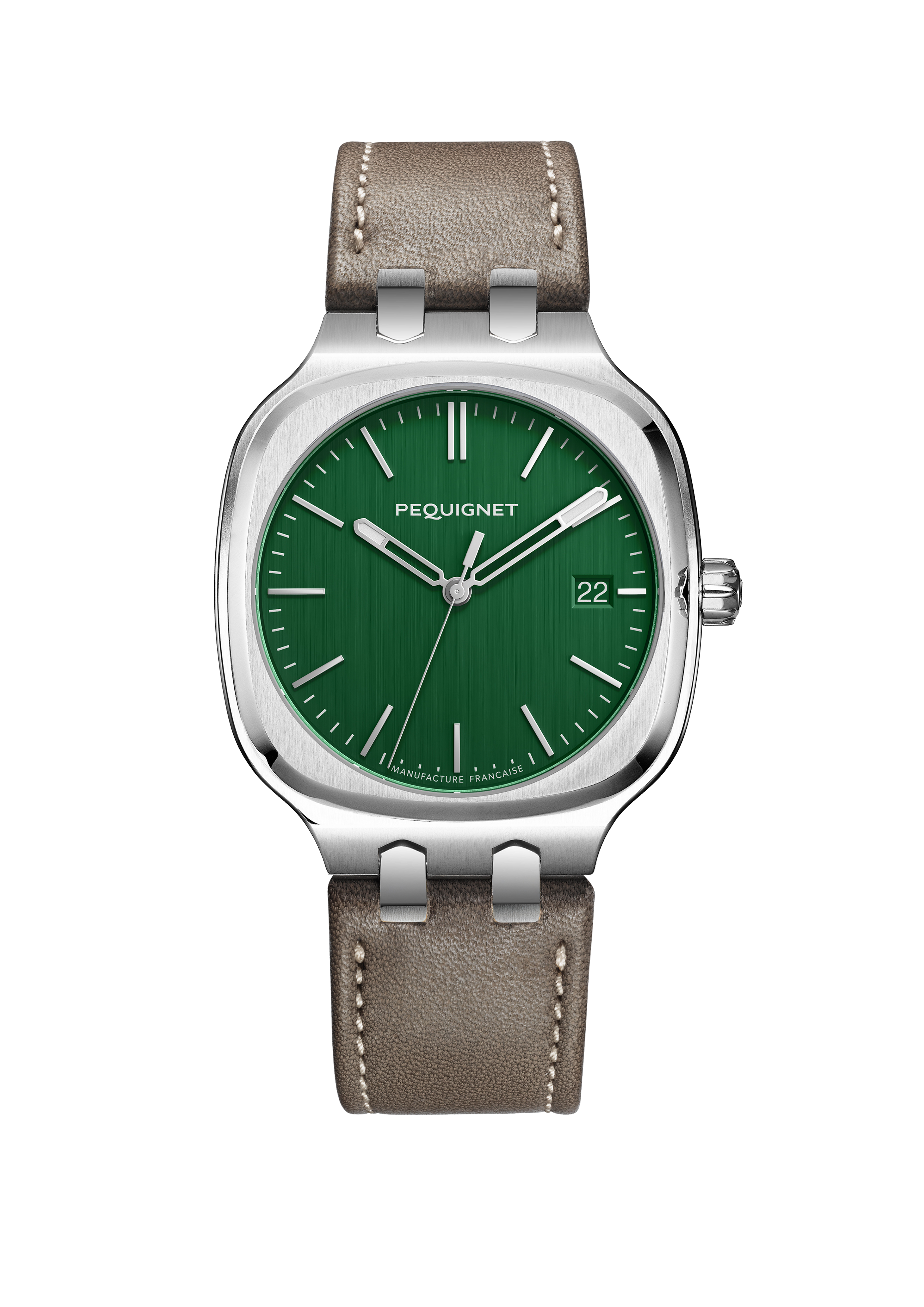 pequignet-concorde-40-mm-montre-femme-sport-chic-acier-cadran-vert-anglais-calib image 2