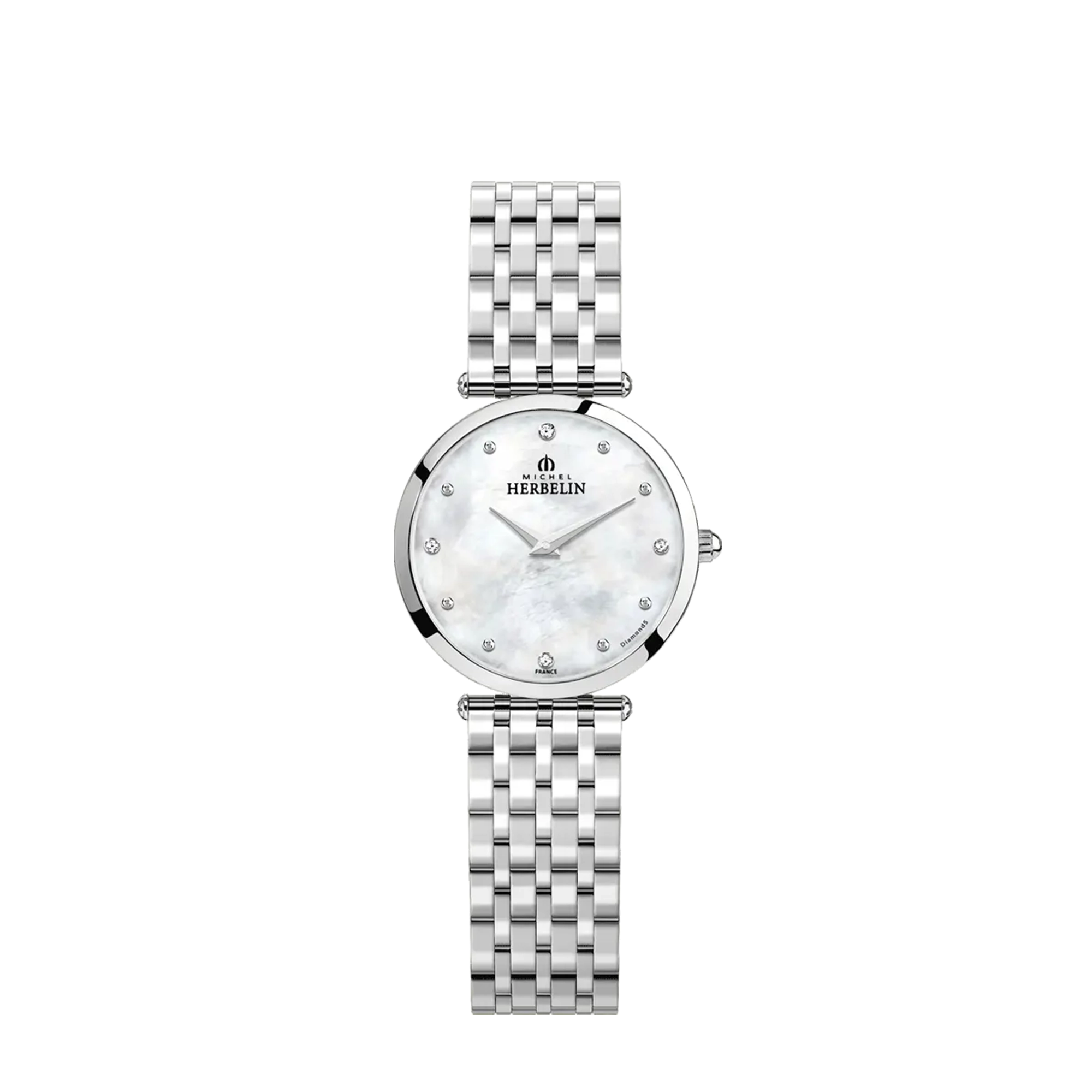 herbelin-epsilon-montre-quartz-femme-acier-diamants-cadran-nacre-blanche image 1