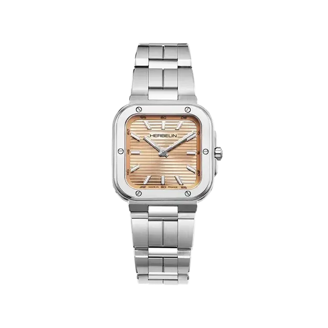 herbelin-cap-camarat-square-champagne-ros-montre-femme-acier image 1
