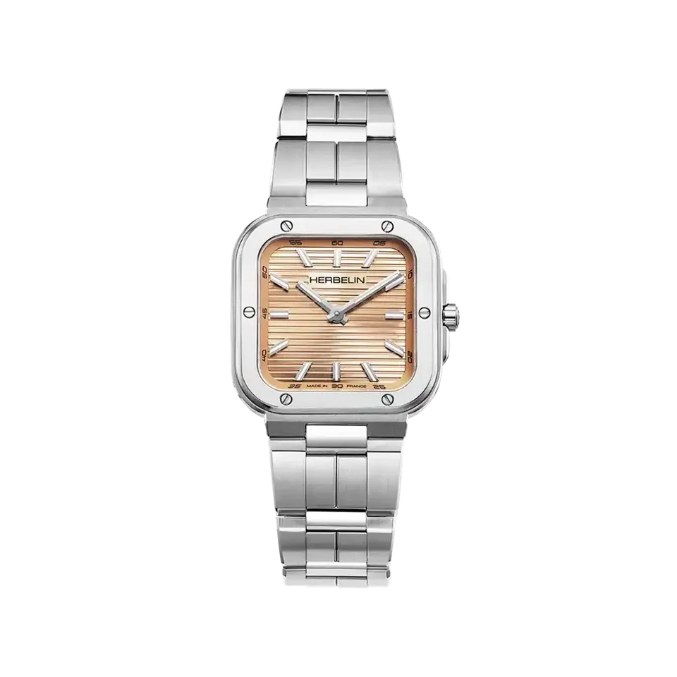herbelin-cap-camarat-square-champagne-ros-montre-femme-acier image 1