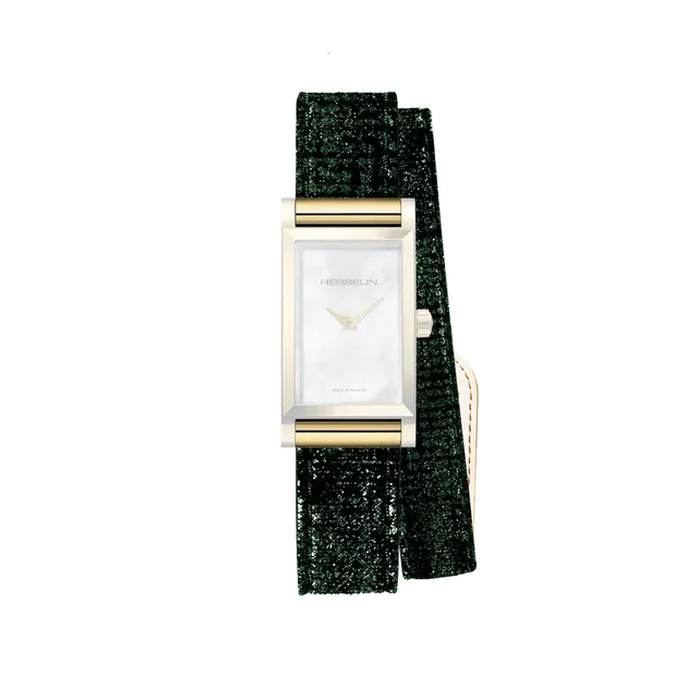 herbelin-antar-s-bracelet-double-tour-vert-brillant-cuir image 1