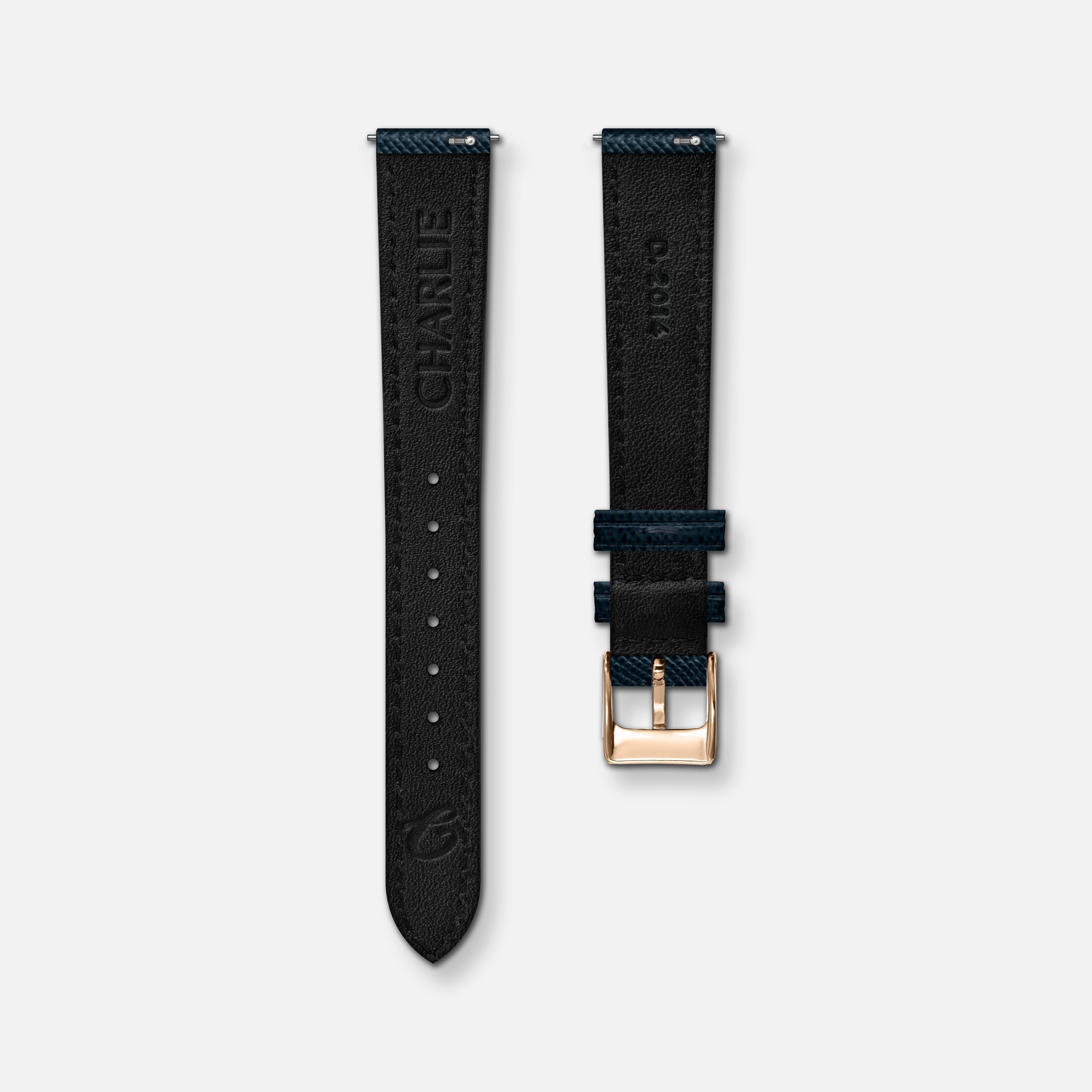 charlie-paris-bracelet-cuir-saffiano-bleu-14mm-initial image 3