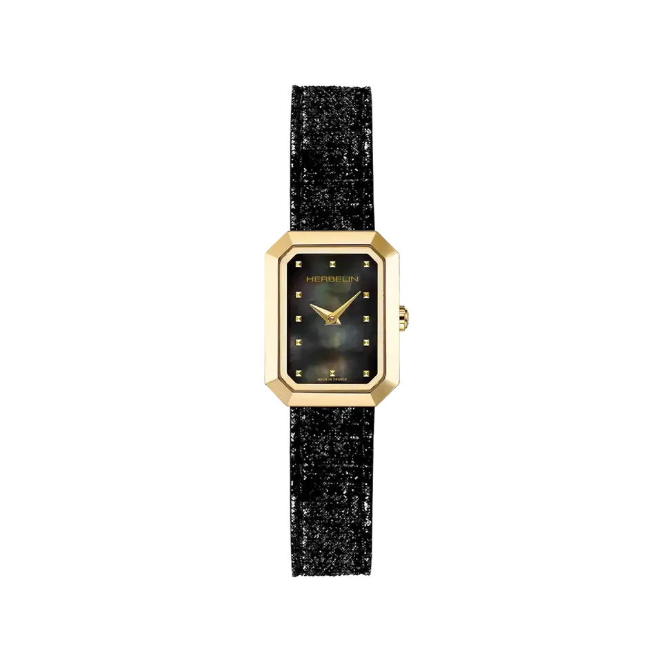 herbelin-octog-ne-quartz-montre-femme-nacre-noire-cuir image 1