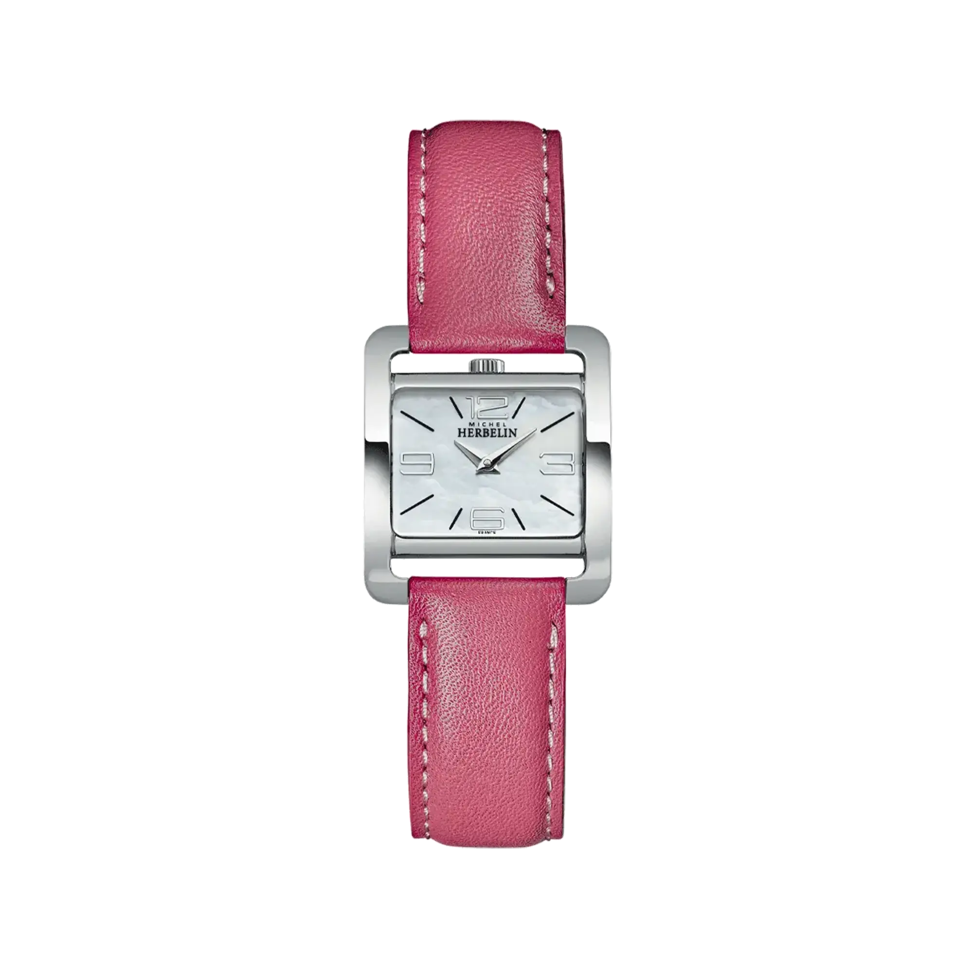 herbelin-ve-avenue-quartz-nacre-blanche-et-cuir-rose-montre-femme image 1