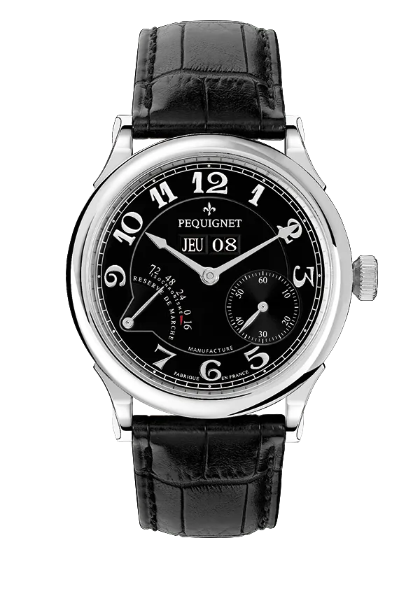 pequignet-royale-paris-montre-or-blanc-cadran-noir-chiffres-arabes image 1