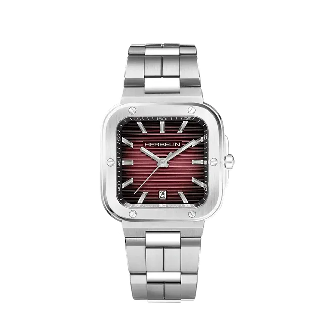 herbelin-cap-camarat-square-quartz-acier-rouge-homme image 1