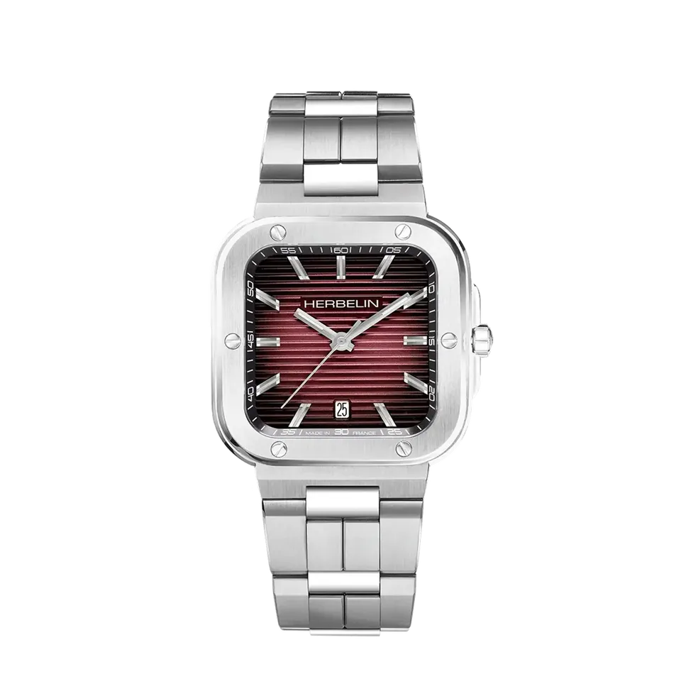 herbelin-cap-camarat-square-quartz-acier-rouge-homme image 1