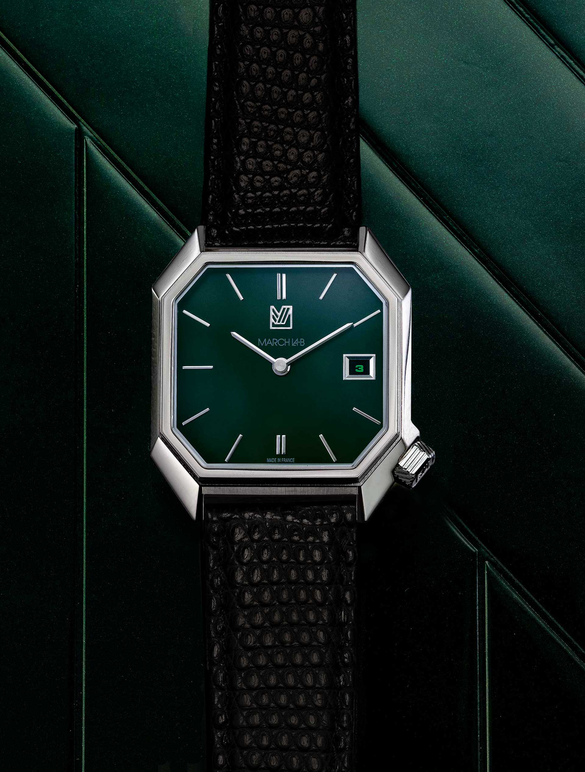 march-la-b-mansart-automatique-grall-date-34-mm-cadran-sabl-vert image 3