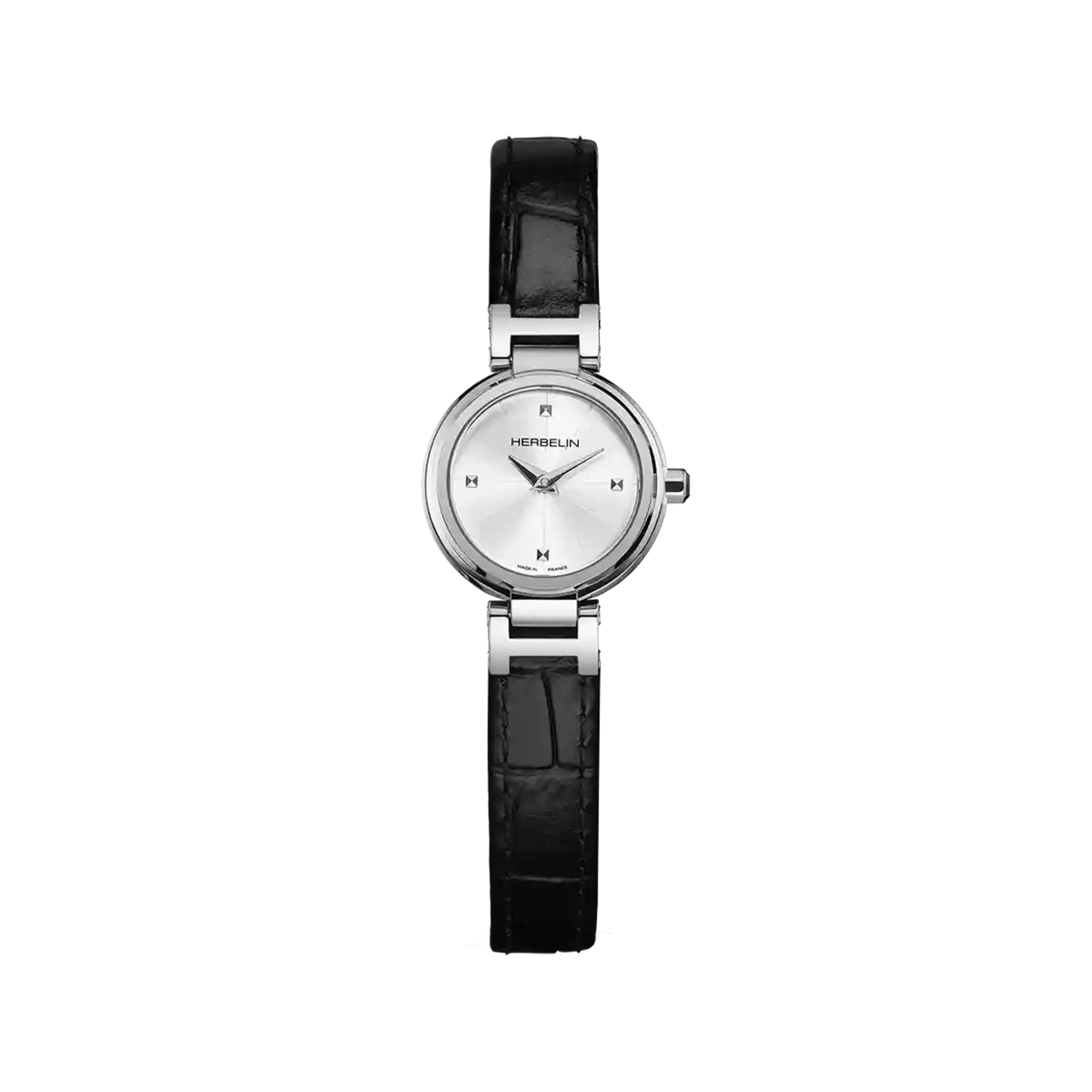 herbelin-lady-h-quartz-acier-et-cuir-noir-montre-femme-22-mm image 1