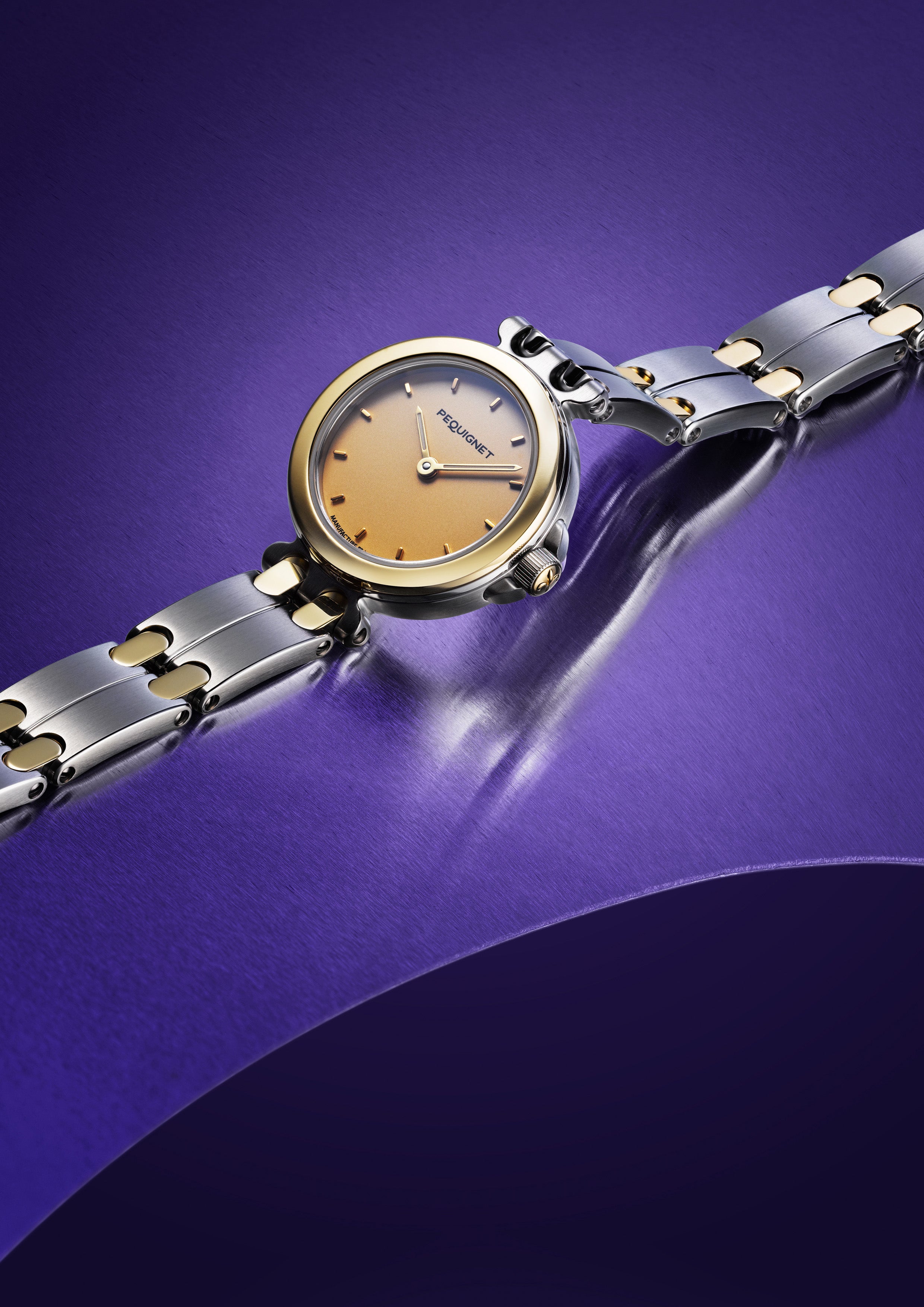 pequignet-moorea-25-mm-or-et-acier-cadran-champagne-quartz-femme image 3
