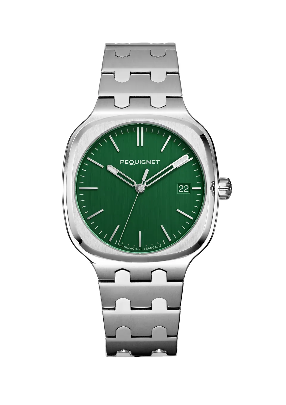 pequignet-concorde-40-mm-montre-femme-sport-chic-acier-cadran-vert-anglais-calib image 1