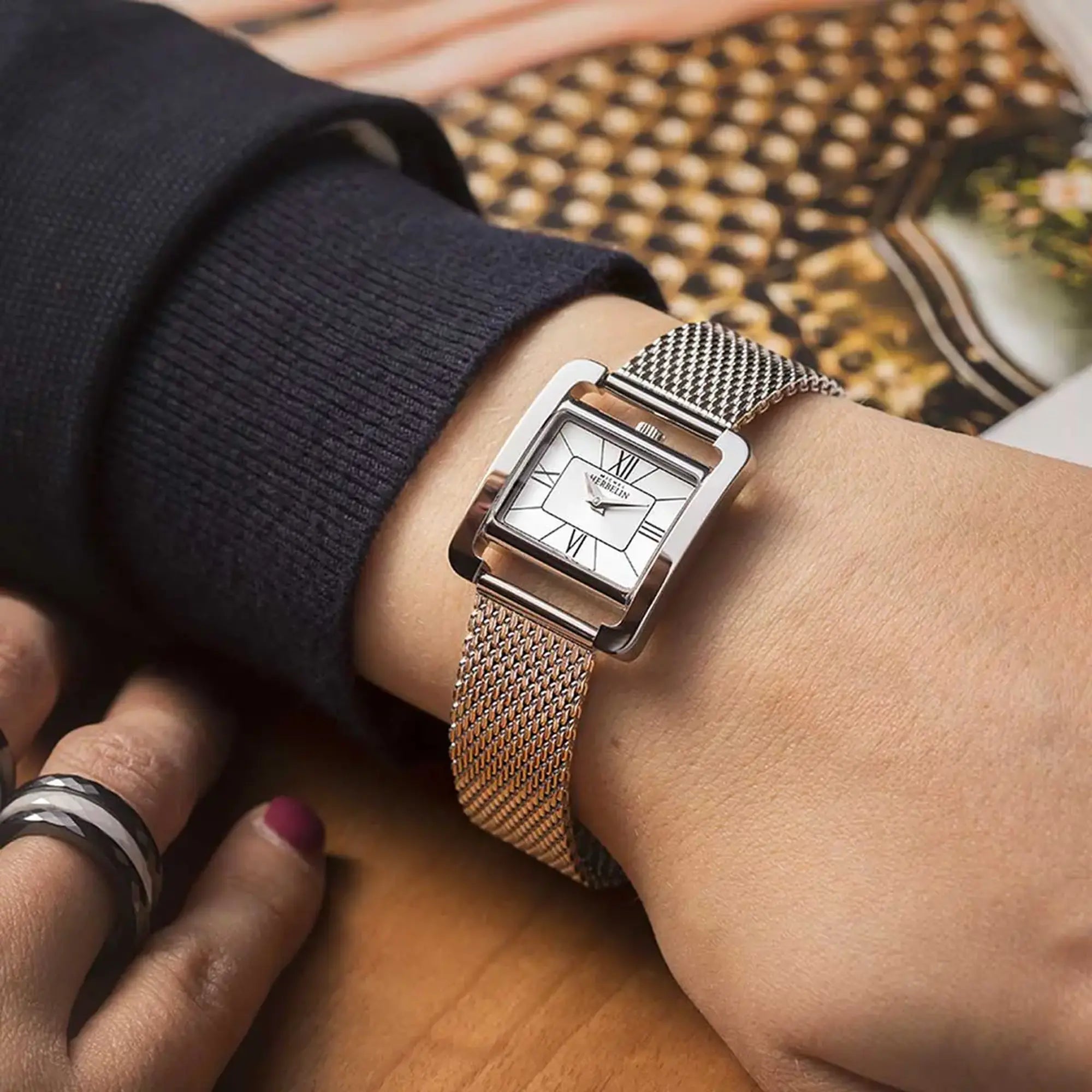herbelin-ve-avenue-quartz-montre-femme-acier-maille-milanaise image 2